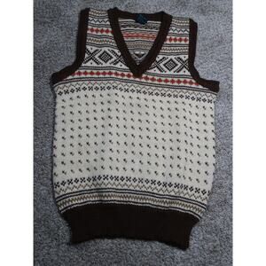 Vintage Dale of Norway Pure New Wool V-Neck Sweater Vest Nordic Fair Isle XS 38